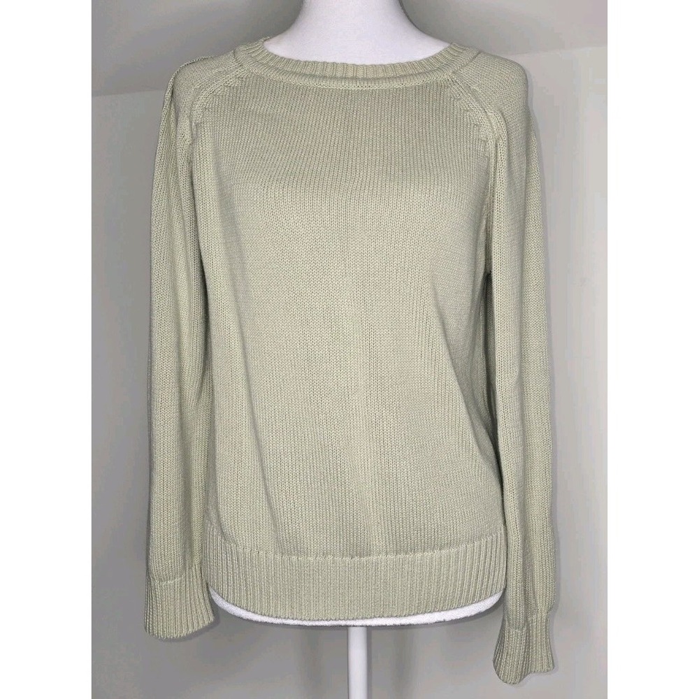 ABLE 100% Organic Cotton Pullover Sweater Sage Green Relaxed Minimalist Small